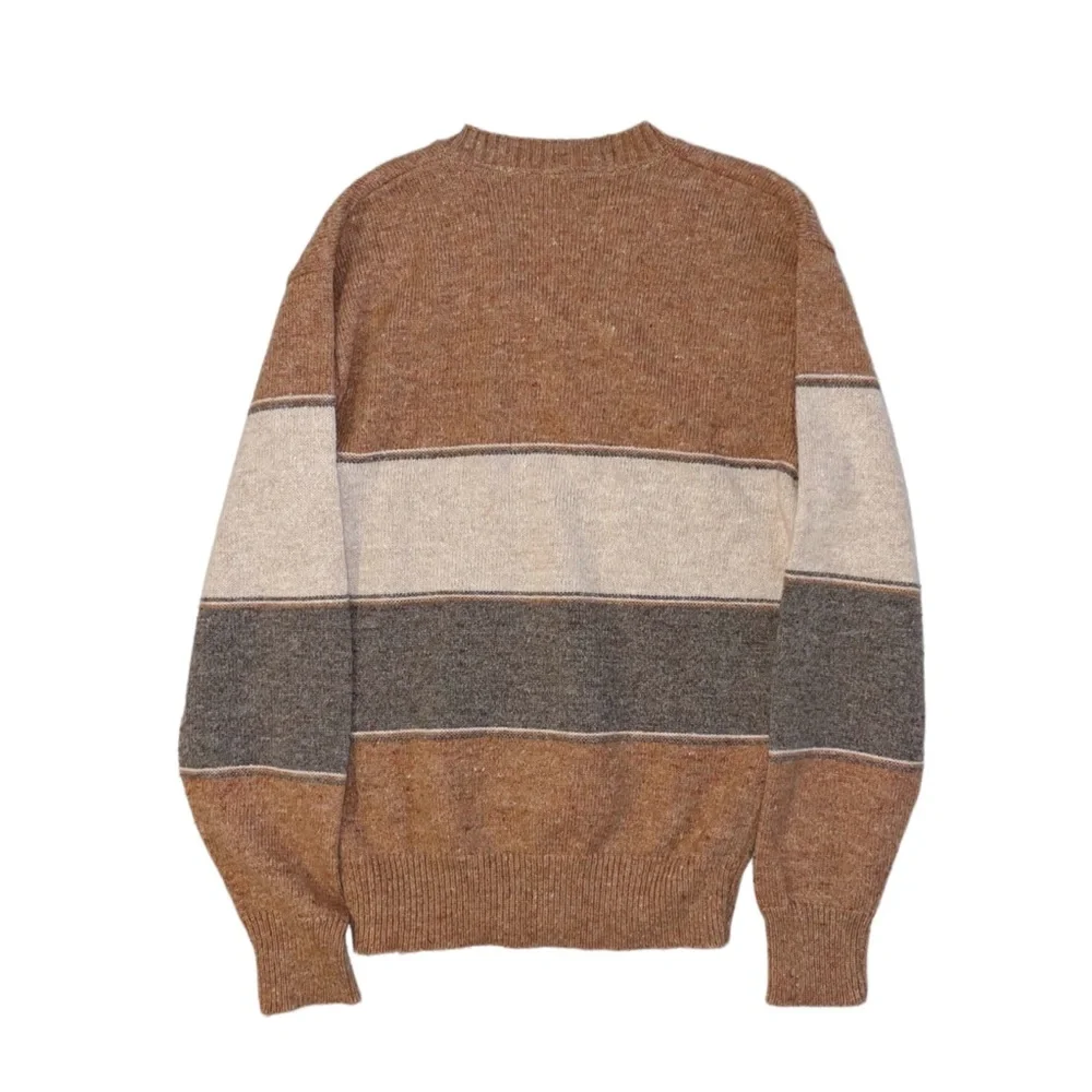MEN'S Tan Long Sleeve Sweater Medium Burnt Orange, Tan And Grey